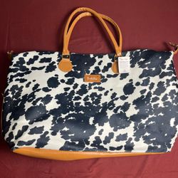 Scarlet style Cow Print Weekender  Tote Chino Flux Leather  Travel Bag  western