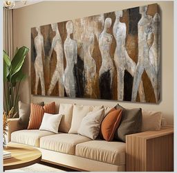 Large Abstract Brown Wall Art – 58” x 29”