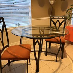 Metal and glass dining set 
