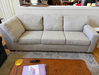 3-Seat Light Gray Upholstered Sofa
