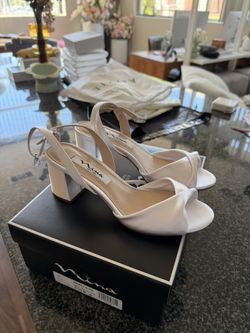 White bridal Block Heels