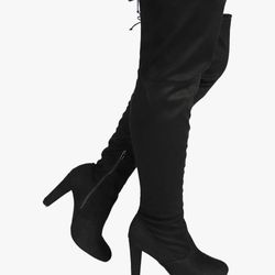 Wild Diva Amaya-01 Women's Thigh High Sexy Over The Knee Pullon Trendy Comfortable Chunky High Heel Boots