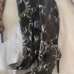 2 Pairs Snake Skin Boots Size 8