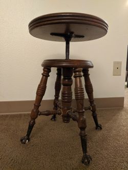 Ancient vintage crystal claw adjustable height stool