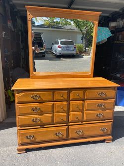 Wood Dresser with Mirror