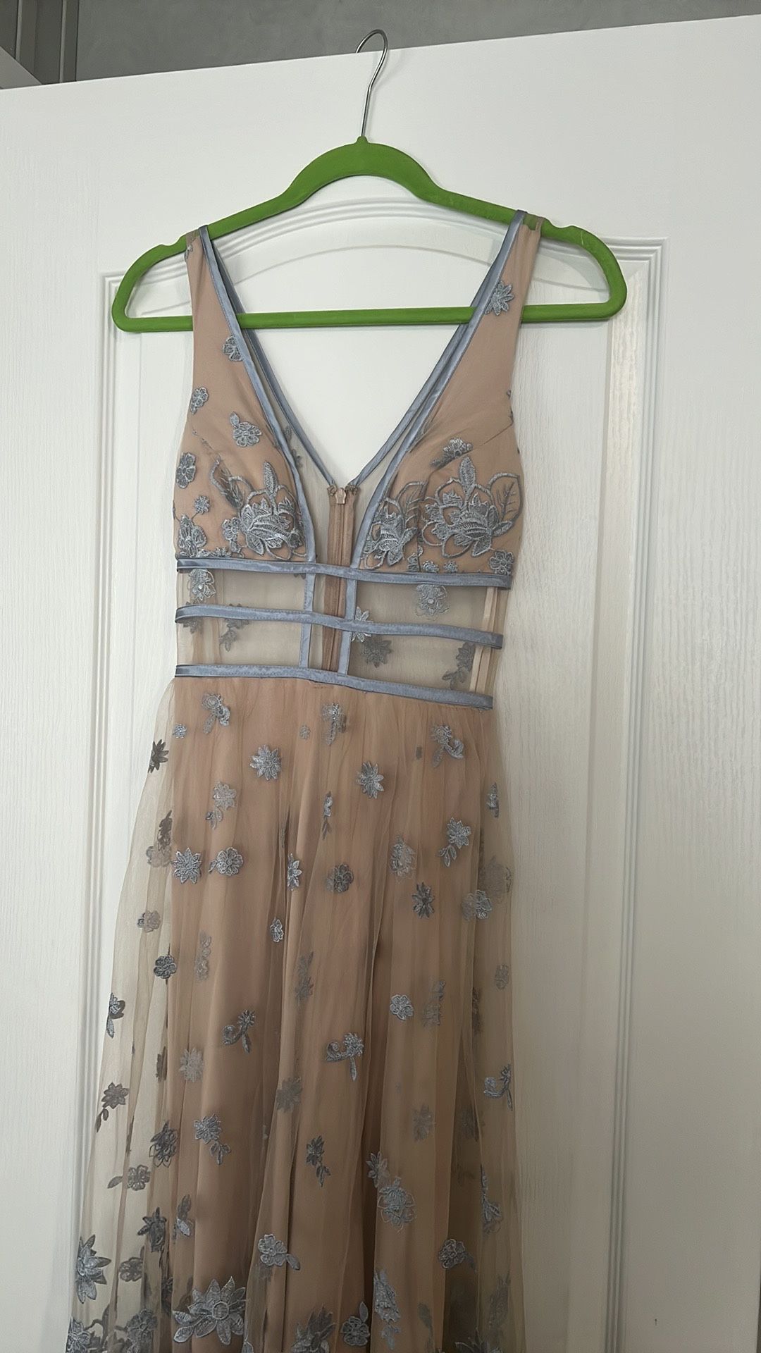Gini Bini cream and blue lace dress, perfect for prom or weddings