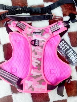 PINK CAMO PRINT LARGE DOG HARNESS