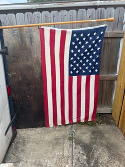 American Flag with Wooden Pole