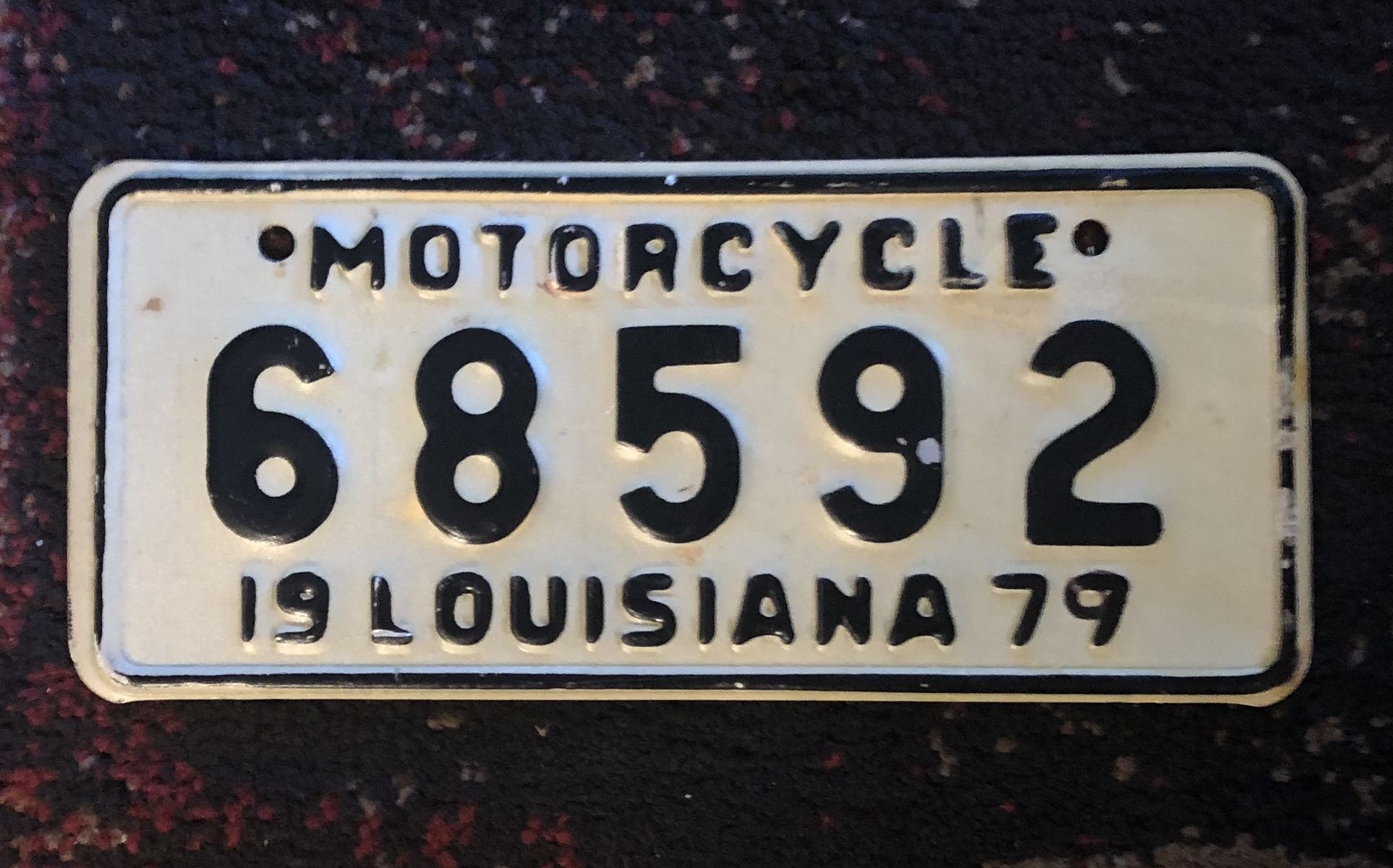 Louisiana Motorcycle License Plate 1979