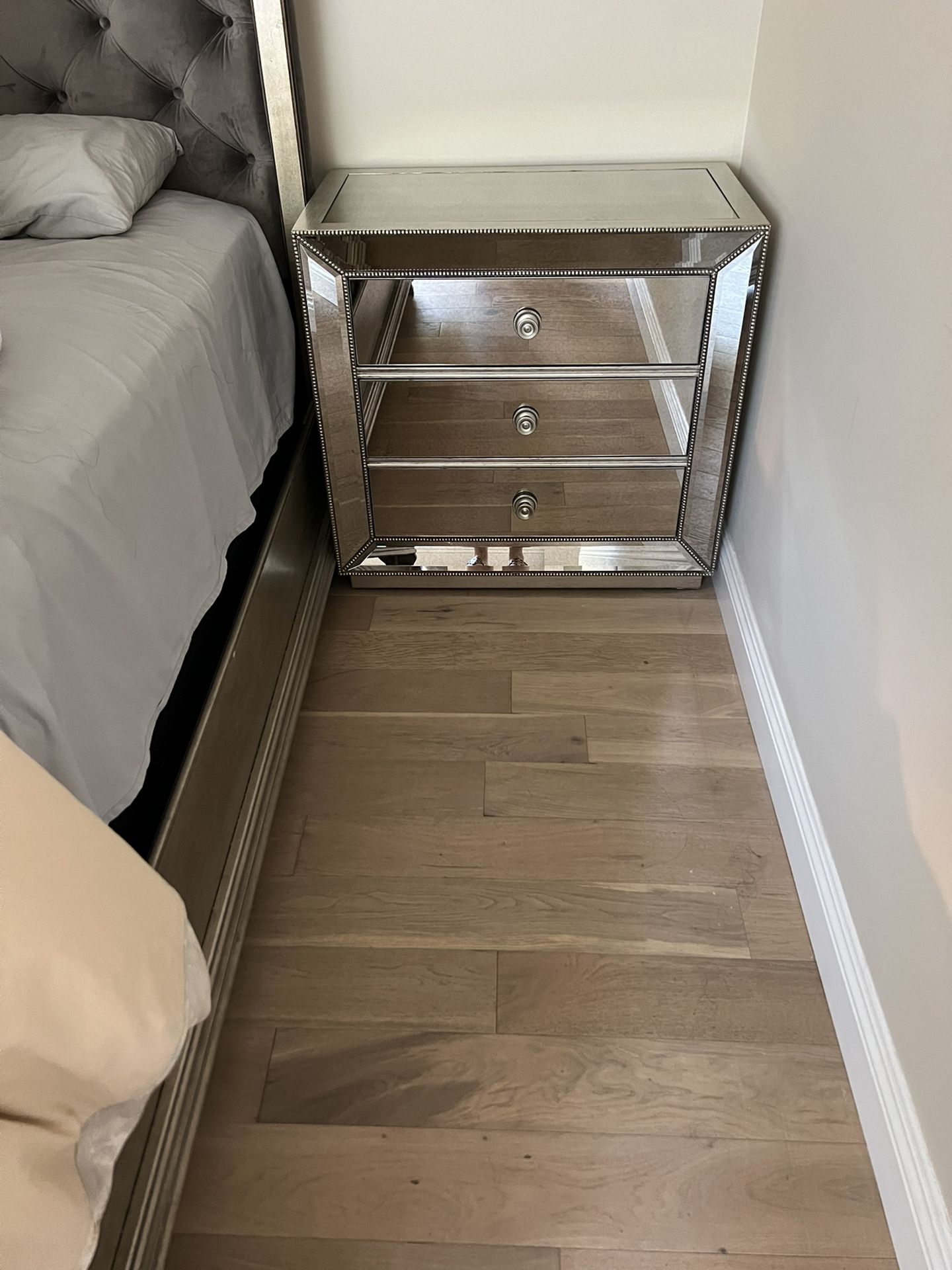 Mirrored 3 Drawer Nightstand
