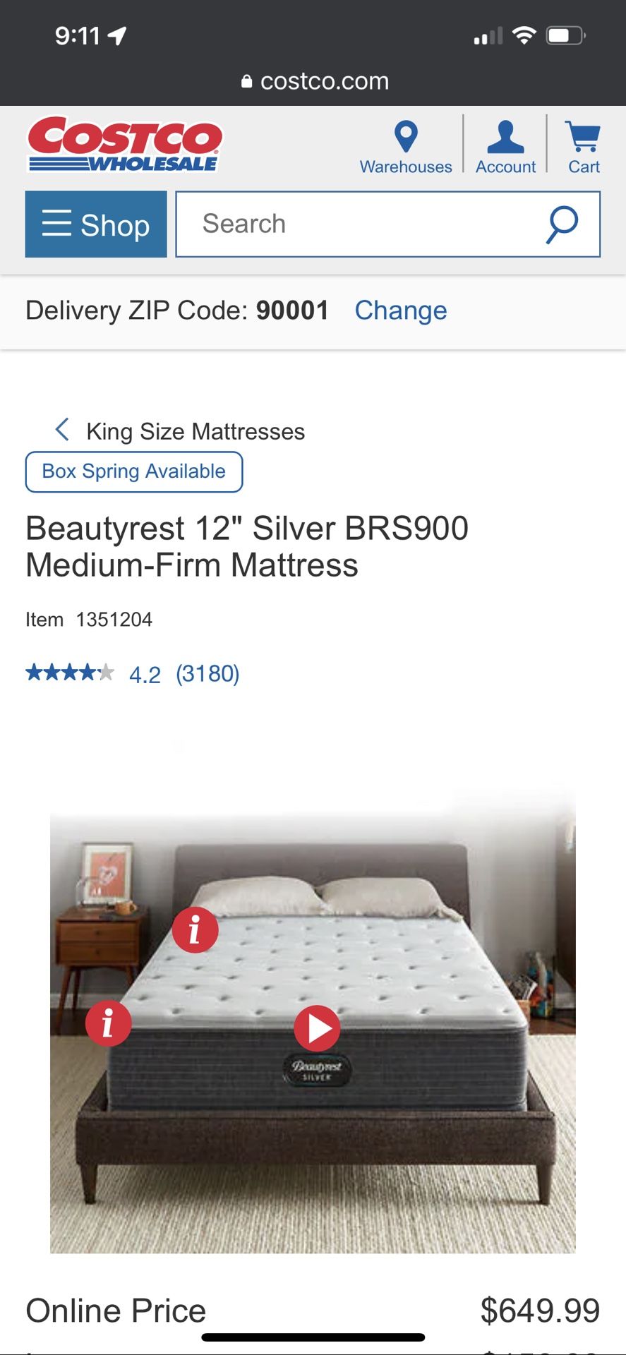 Queen Mattress From Costco (great Condition)