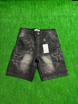 Valley Studded Star Denim Cargo Shorts