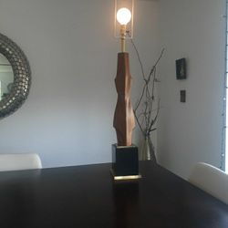 1960s Walnut Sculptural Table lamp 