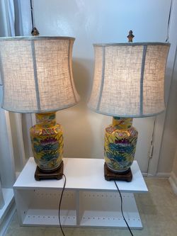 Pair of Chinese Porcelain Ginger Jar Table Lamps