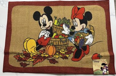 Disney Mickey Minnie Thanksgiving Harvest Accent Rug Door Mat New 26” X 38”