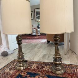 Vintage Two Solid Brass Stiffel Lamps