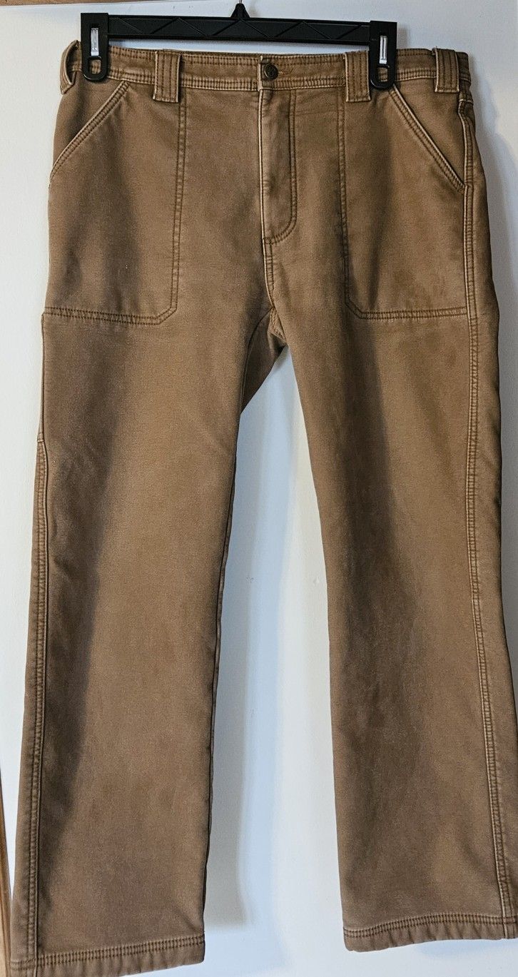 Coleman Utility Pants 34 X 32 Men's Fleece Lined Insulated work pants Brown