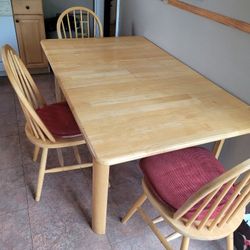Kitchen Set Wood Beechwood Table 4 Chairs