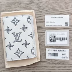 NEW RARE - Louis Vuitton LV Pocket Organizer White Leather Monogram Shadow