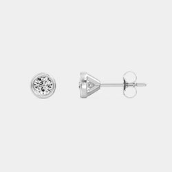 Gilded Diamond 5/8 Cttw Prong Huggie Earrings Silver