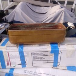 antique copper jardinere (window)