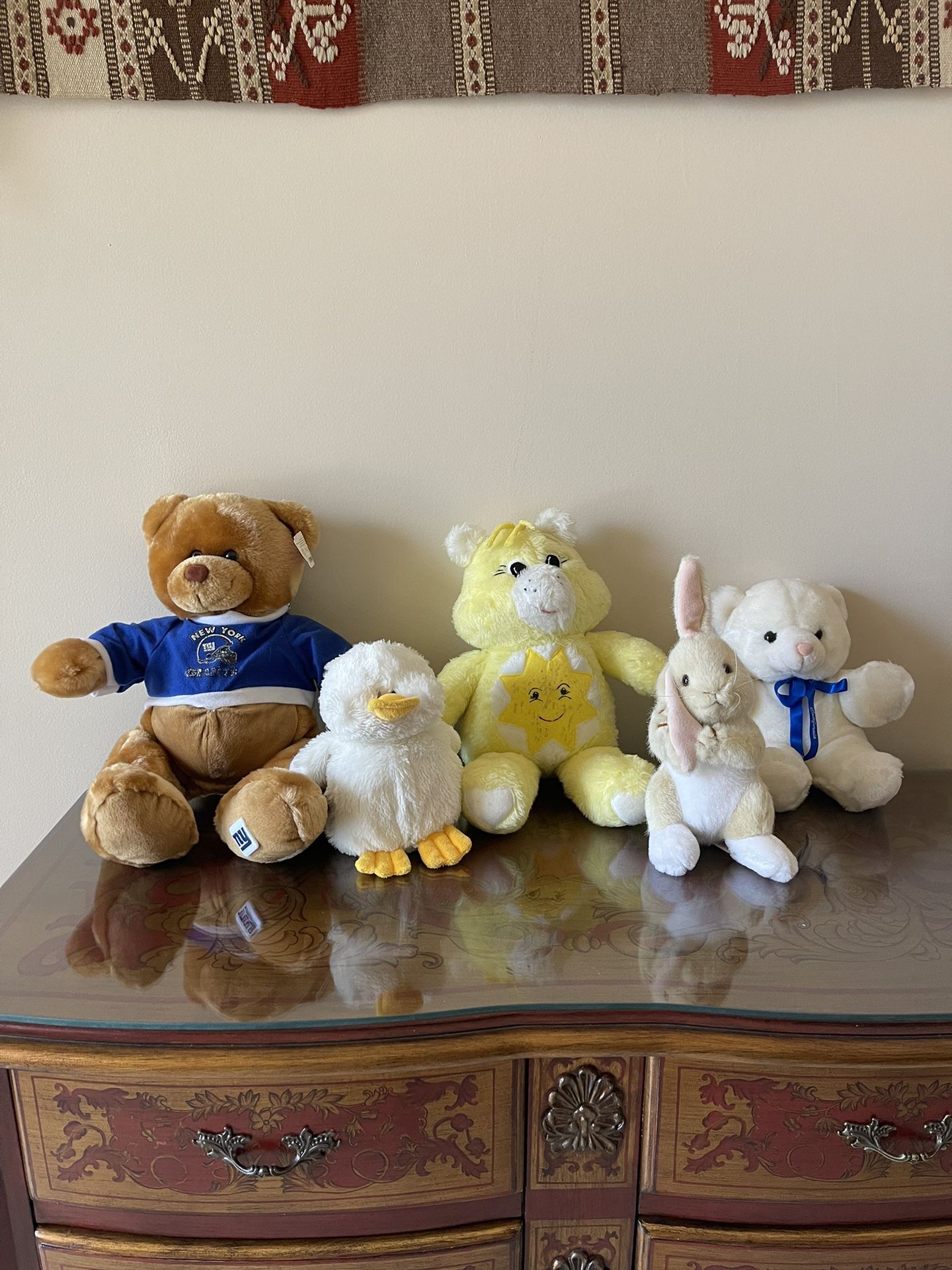 Vintage NFL Giants teddy bear With tags, Handmade Funshine Care bear, California Teddy Bear, Dakin Springtime Bunny, Webkinz Duck