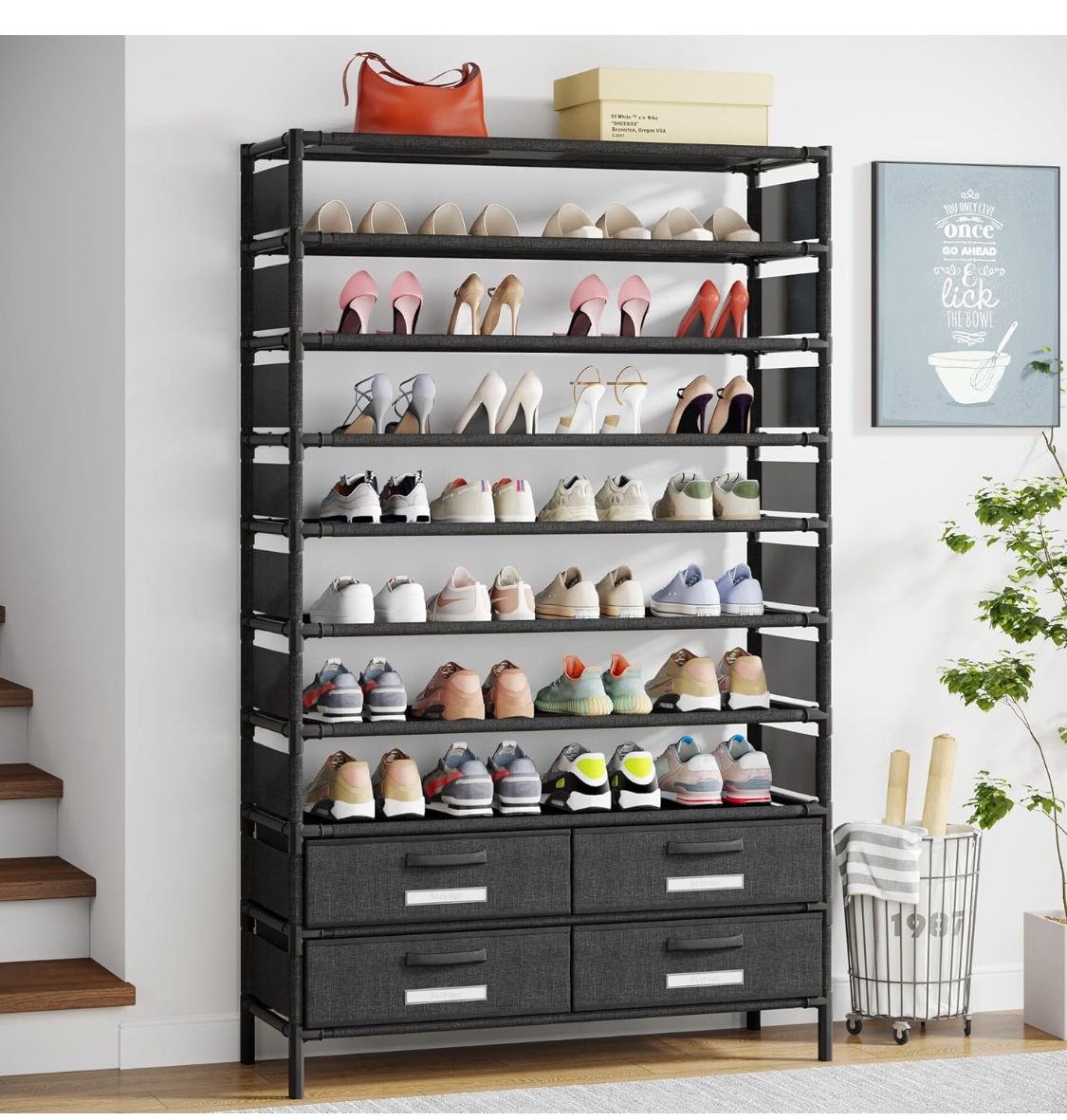 10 tier shoe rack, HO – L158BK