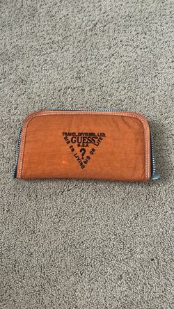 Guess Travel Division Zip Around Wallet Orange Canvas Vintage