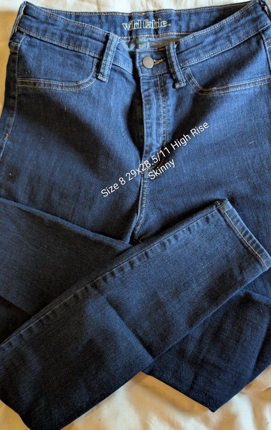 Womens Wild Fable 8 High Rise Skinny, 29x28.5 Rise 11, 79% Cotton, 19% Polyester, 2% Spandex