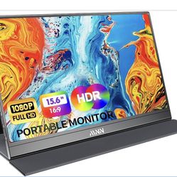 MNN Portable Monitor 15.6inch FHD 1080P USB C HDMI Gaming Ultra-Slim IPS Display w/Smart Cover & Speakers,HDR Plug&Play, External Monitor for Laptop P