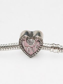 Retired Pandora Wonderful Love Pink Enamel CZ Heart Charm 792034CZ