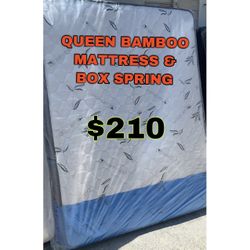 QUEEN BAMBOO MATTRESS AND BOX SPRING