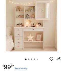 Vanity Desk with Mirror and Lights, Makeup Table with 6 Storage Drawers, Bedroom Dresser LED Mirror Stepless Dimmable & 3 Color Lighting Modes Adjusta