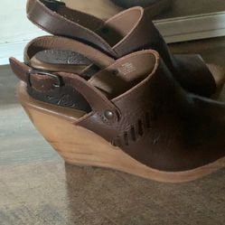 Leather Wedge Sandals 