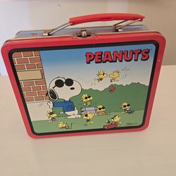 Vintage 1998  Peanuts Snoopy Joe Cool Woodstock Metal Lunchbox