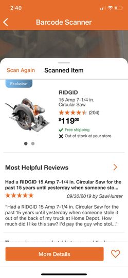 RIDGID CORDED CIRCULAR SAW BRAND NEW