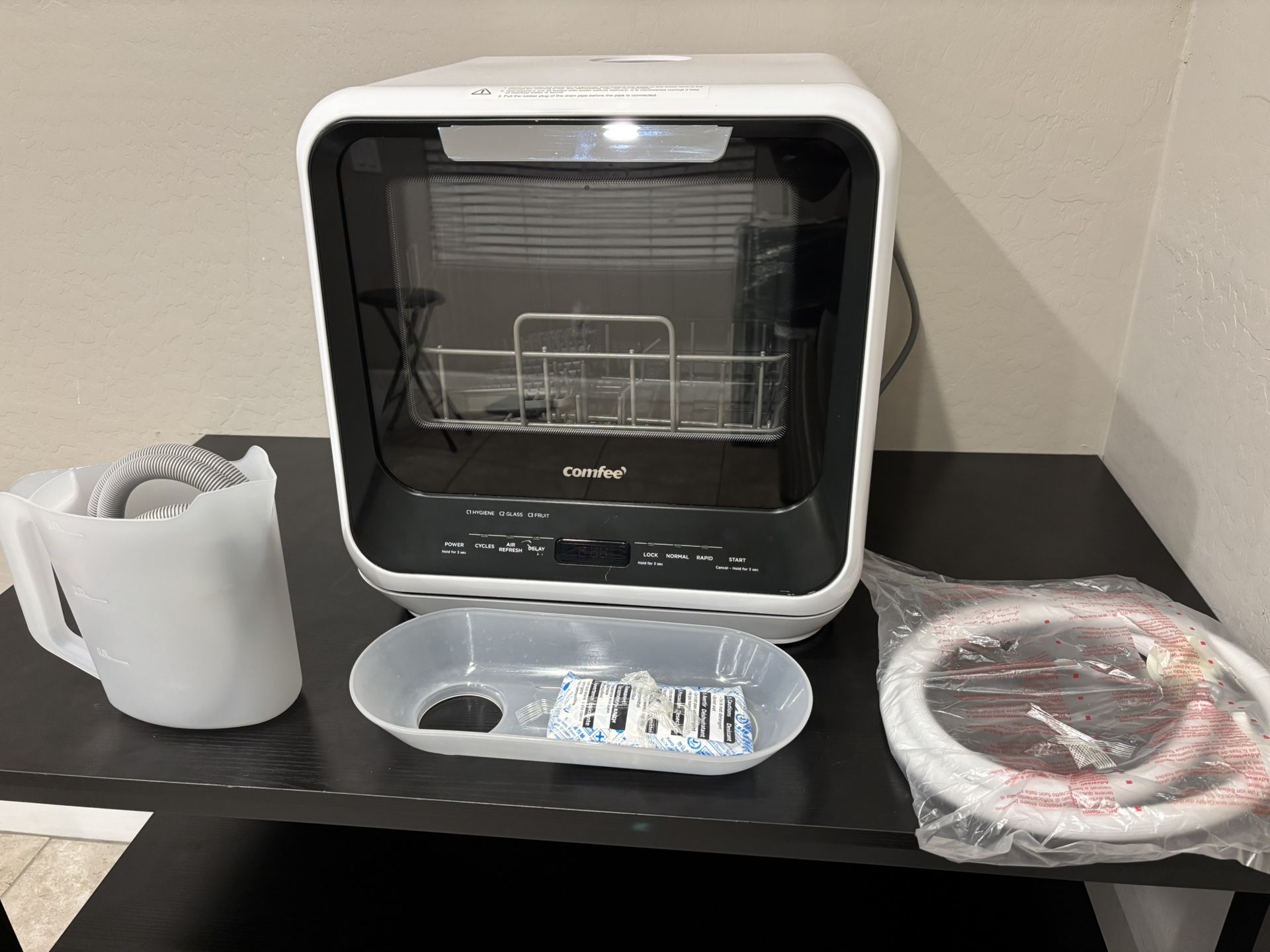 COMFEE' Portable Mini Dishwasher Countertop with 5L Built-in Water Tank for Apartments& RVs, No Hookup Needed, 6 Programs, 360° Dual Spray, 162℉ High-