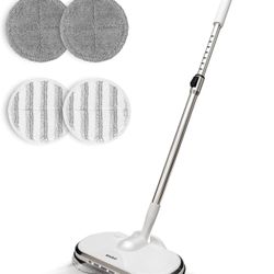 Cordless Electric Mop for Floor Cleaning, AlfaBot WS-24 Electric Spin Mop, Electric Mop with Water Sprayer and LED Headlight, Lightweight & Rechargeab