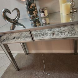 Mirrored 2 Drawer Table