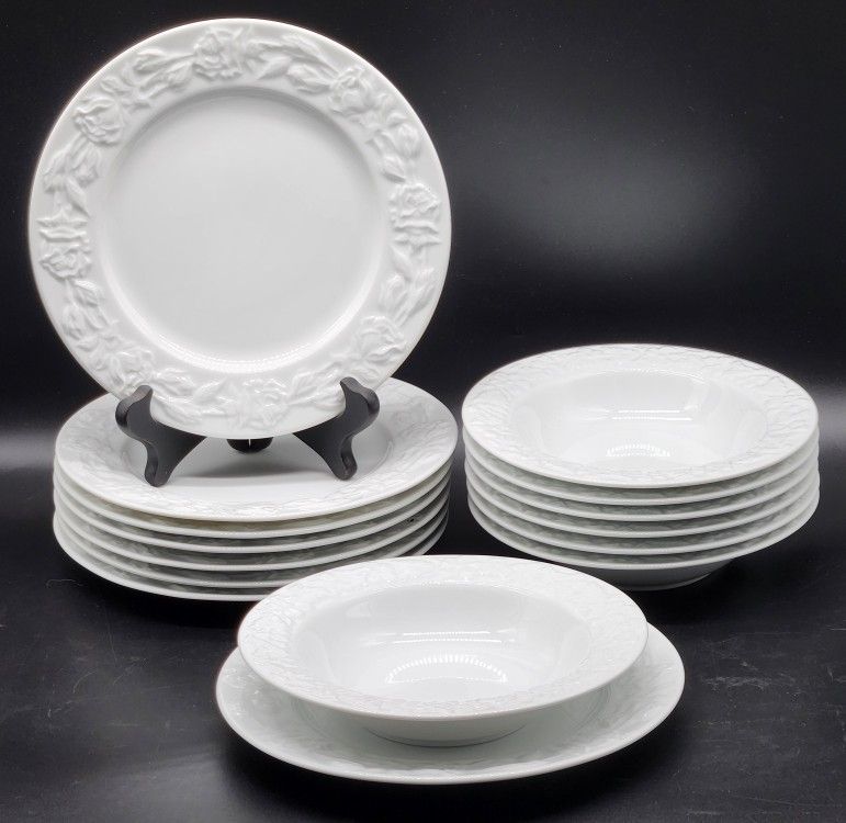 Lenox "Garden Vines" White Linen Collection - Plates and Bowls - 7 Sets