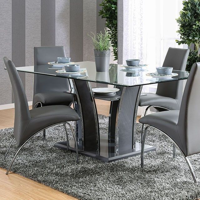 Brand New Grey Modern Style 5pc Formal Dining Table Set