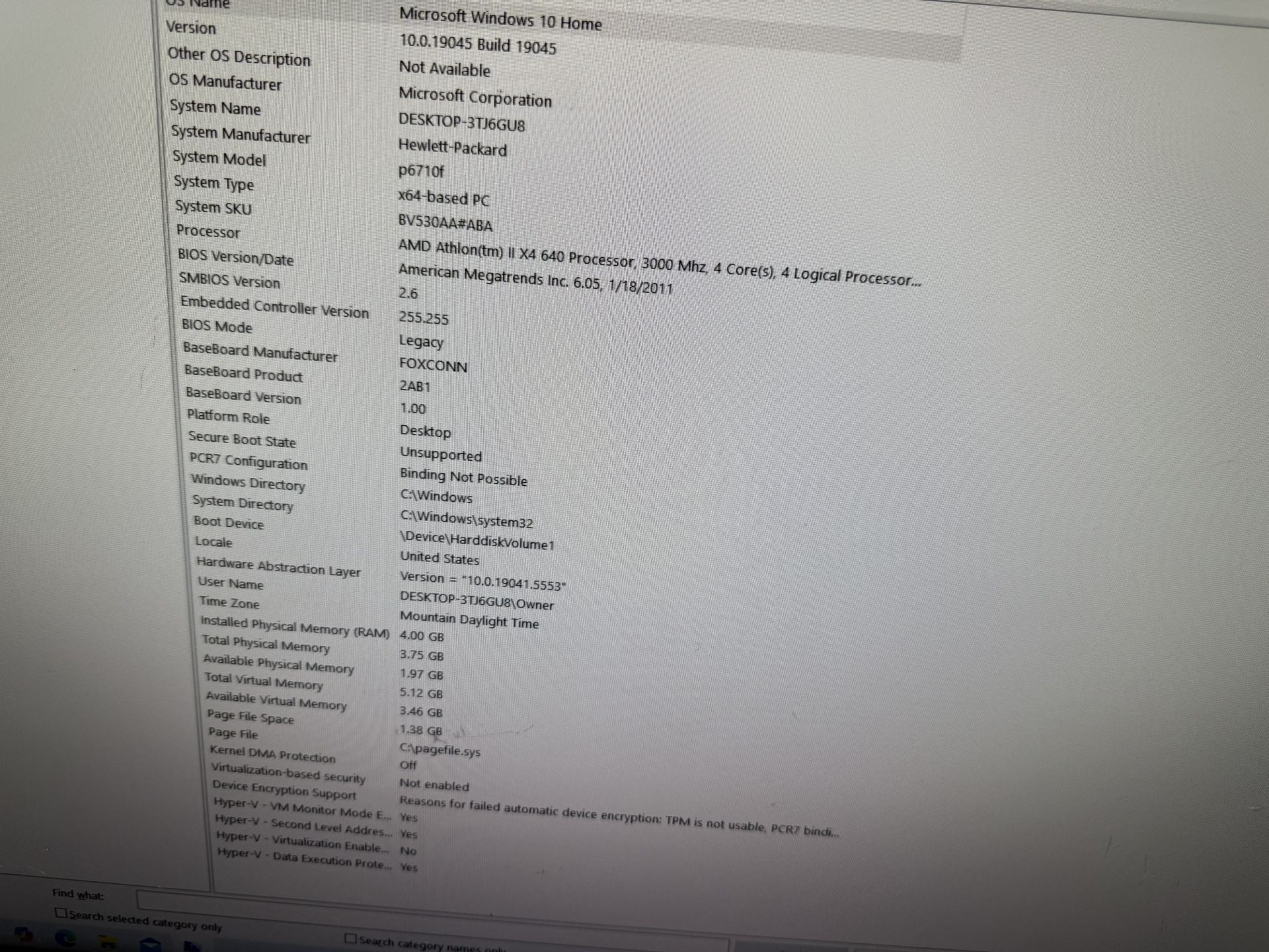 HP Desktop Windows 10 Home