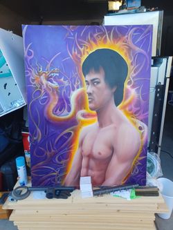 Hand Painted Frame Of Bruce Lee