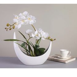 Artificial Silk Flower in white Ceramic Vase