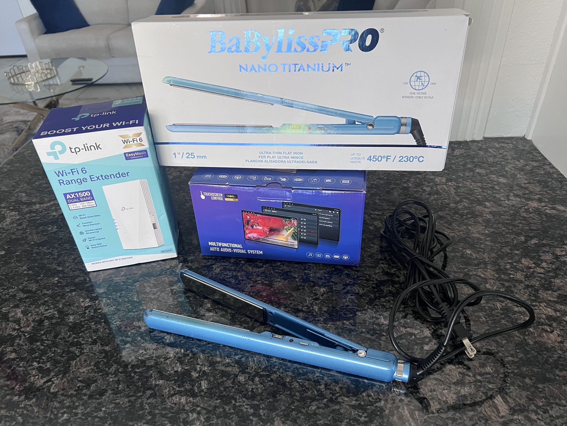 Baby Bliss Nano Titanium Straightener, Touchscreen Audio Visual System, Wifi Extender