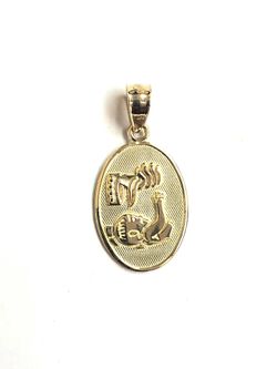Baptism religious pendant 14K REAL YELLOW GOLD.