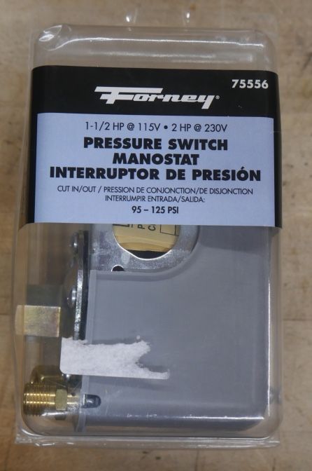 Forney 75556 Air Pressure Switch 95-125 PSI 1.5HP/115V, 2HP/230V Unloader Valve. NEW