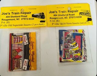 Plasticville Train Window Sign Store Inserts Supermarket & 5 & 10 $5 for both packs together