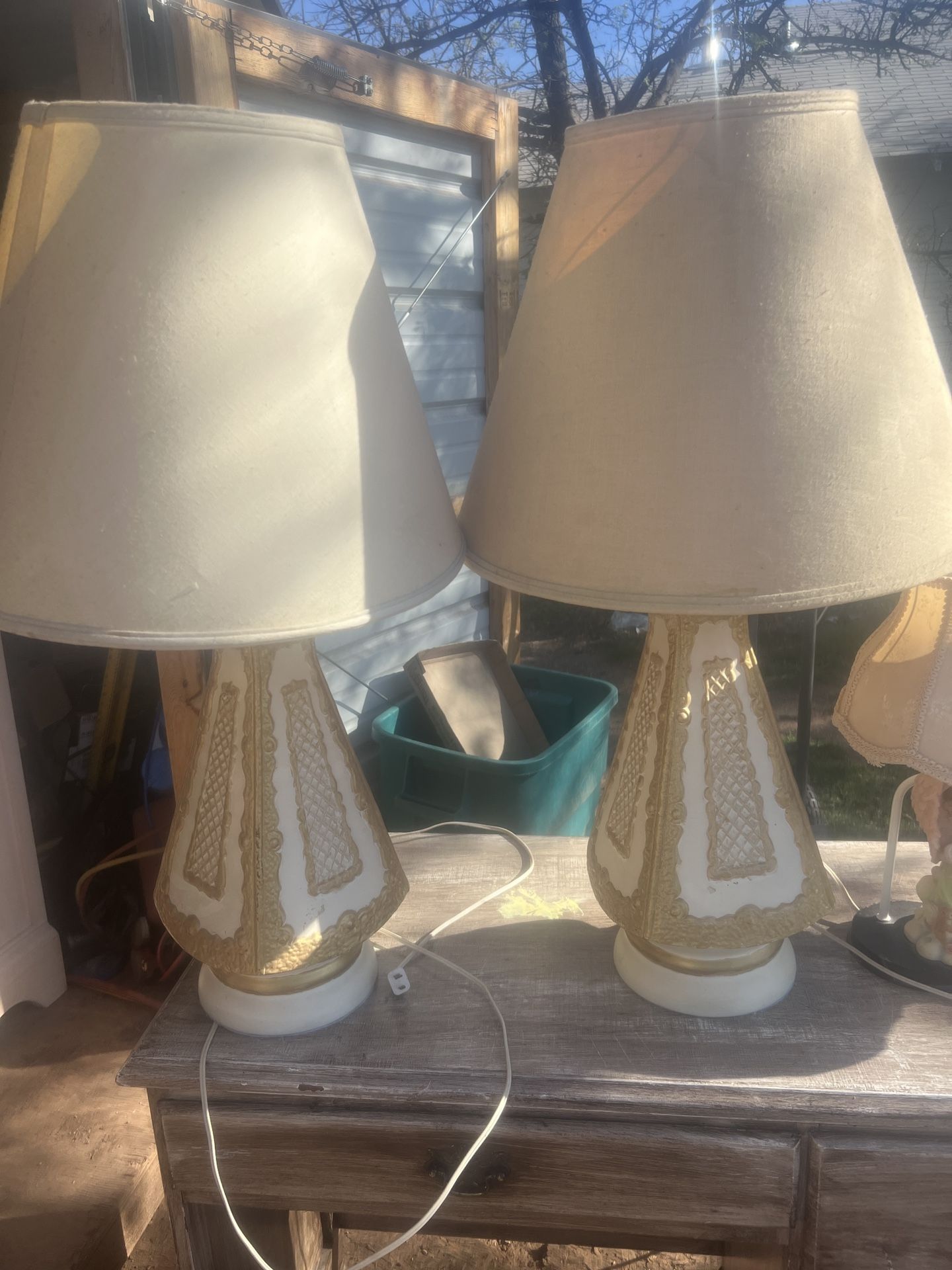 Mid- Century Lamps  26 Inches Tall Lamp Shades Need Cleaned Or Replaced