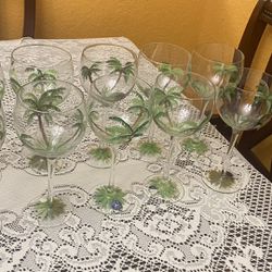 Palm Tree Wine Glasses And Candle Holders